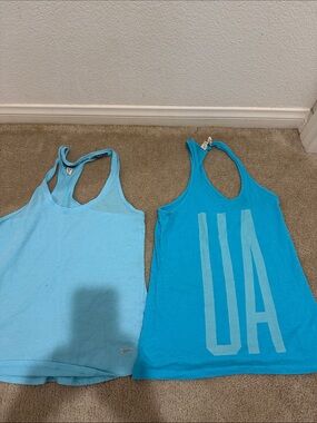 Under Armour Women's Light Blue & Teal Tank Tops - Racerback Active Tanks sm med